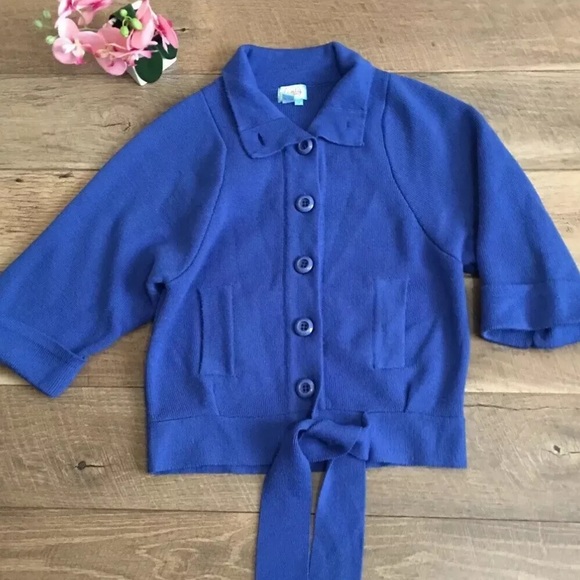 Plenty Tracy Reese button blazer blue jacket small - Picture 2 of 6